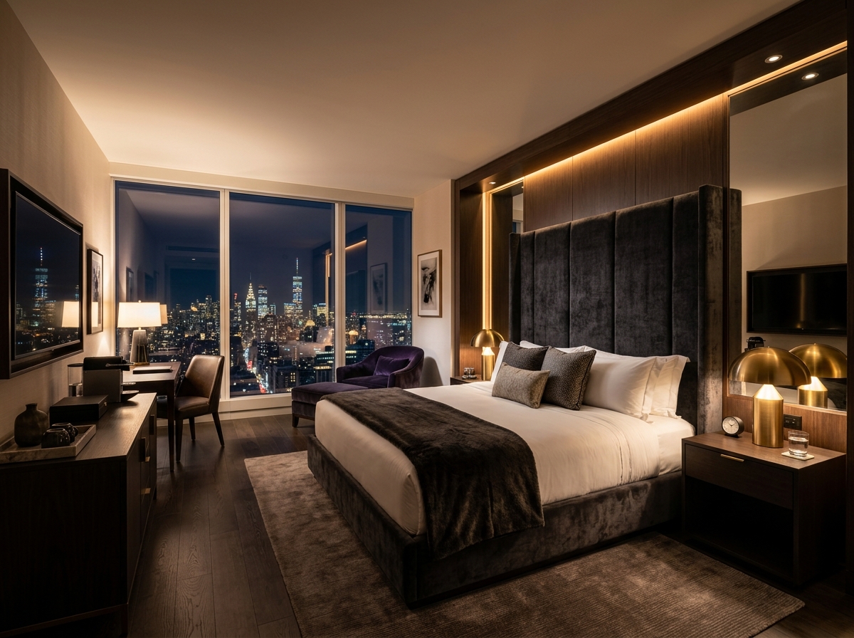 Deluxe King Room with city skyline view